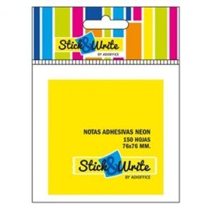 Notas Adhesivas Amarillo Neon 150 hojas 76x76mm