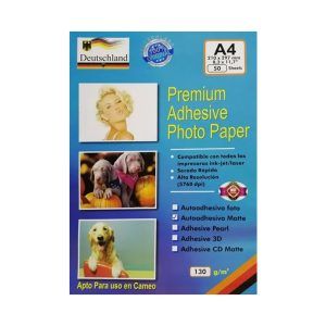 Papel Fotográfico Autoadhesivo 130g A4 Mate 50 Unidades