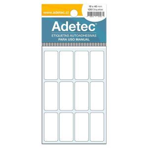 Etiquetas autoadhesivas para uso manual Bolsa 120 de 19 mm x 40 mm c/u Adetec