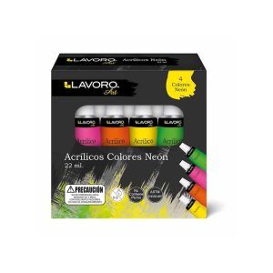 Pintura Acrílica 4 Colores Neón 4 Lavoro