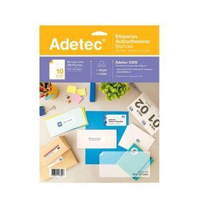Etiquetas Autoadhesivas Blancas 10 Etiqueta por Hoja 25 hojas 250 etiquetas 101 x 51 mm