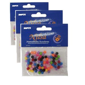 Set de 3 Cuentas Plasticas Colores 6.0 mm x 80