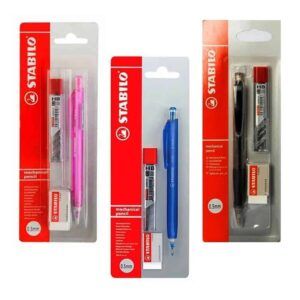 Set de Portaminas 0.5mm Stabilo 3555 + 12 Minas 0.5mm + Goma de Borrar