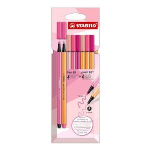 SET DE 8 STABILO (4 POINT 88 + 4 PEN 68) SHADES OF PINK